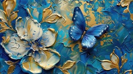 3D, butterflies, flat background, layered forms, paper quilling, masterpiece, trending on Artstation and Dribble, blue color palette aesthetic,