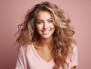 Smiling Woman With Long Blonde Hair