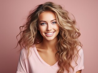 Fototapeta premium Smiling Woman With Long Blonde Hair