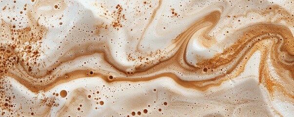 Abstract background of creamy coffee swirls with bubbles and froth - obrazy, fototapety, plakaty