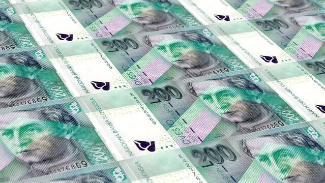 Slovakia Slovak Koruna 200 Banknotes Money Printing House, Printing Two Hundred Slovak Koruna, Printing Press Machine Print out Slovak Koruna, Being printed by currency press machine 200 Slovak