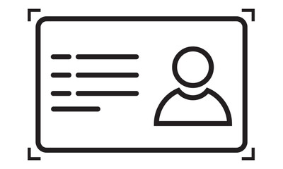 ID Card icon. ID Card icon collection. Driver's license Identification card icon sign and symbol. ID Badge Symbol transparent background. Identity sign. Vector illustration.  Editable stroke.
