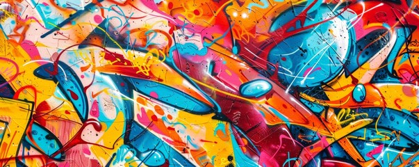 Vibrant urban graffiti art panorama