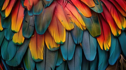 Vibrant Close-Up of Blue and Gold Macaw Feathers