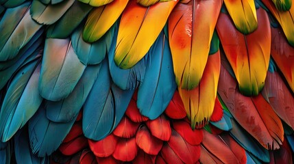 Vibrant Close-Up of Blue and Gold Macaw Feathers