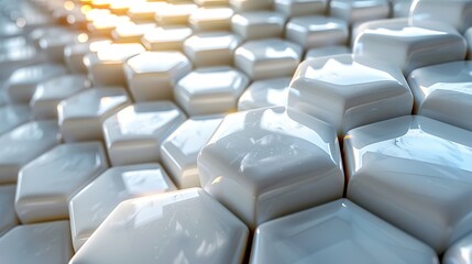 Obraz premium A detailed image of a keyboard with numerous white hexagonal keys in its center