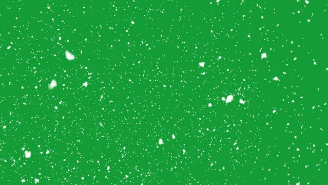 snow falling  on green screen