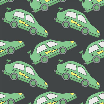 Seamless car pattern. Cartoon car background. Racing illustration