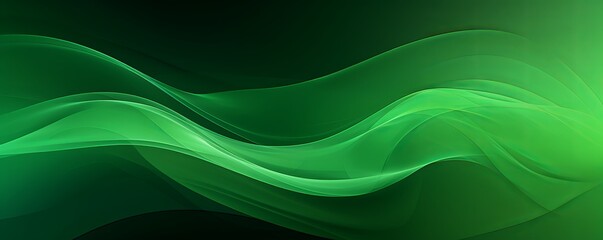 Green fuzz abstract background, in the style of abstraction creation, stimwave, precisionist lines with copy space wave wavy curve fluid design  - obrazy, fototapety, plakaty