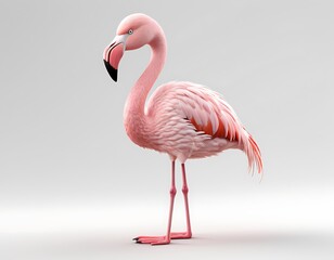 Elegant Pink Flamingo: Graceful Wildlife 3D render