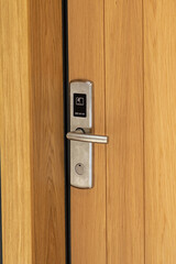 Modern closed door with secure entrance accessible with smart card