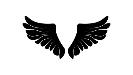 wings emblem, black isolated silhouette