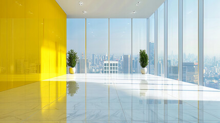 Room with a View, Modern Interior Design Overlooking the City, Sleek and Spacious Living Space