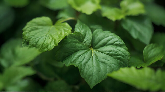 beautiful closeup photo of green leaves. wallpaper background for desktop web design.generative.ai