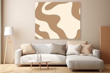 Beige and white flat digital illustration canvas with abstract graffiti and copy space for text background pattern 