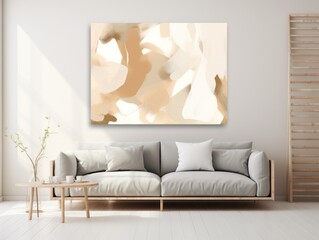 Beige and white flat digital illustration canvas with abstract graffiti and copy space for text background pattern 
