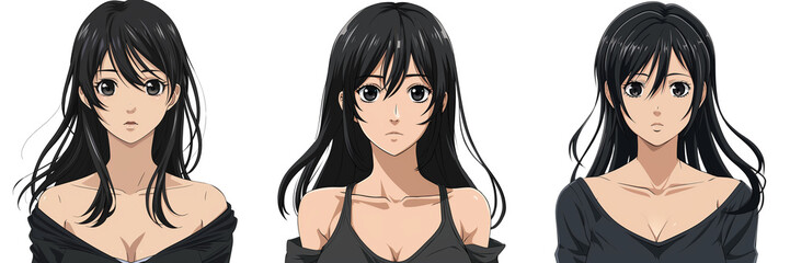 Anime character. Brunette with black eyes
