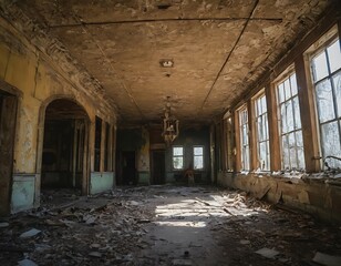 Beautiful view of the interior of an old abandoned building