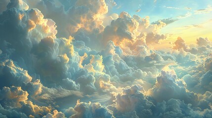 Skies painted with clouds, a canvas of serenity ,3DCG,high resulution