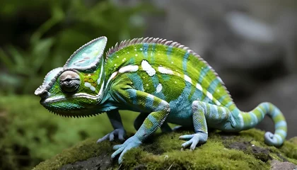 Tafelkleed A-Chameleon-With-Its-Body-Blending-Into-A-Mossy-Ro- © Marriba