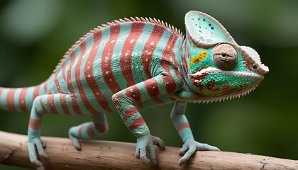 A-Chameleon-With-Its-Skin-Adorned-With-Spots-And-S-Upscaled_3 - obrazy, fototapety, plakaty