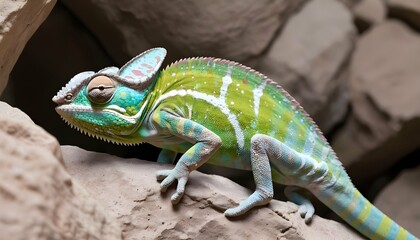 A-Chameleon-With-Its-Skin-Blending-Into-A-Rocky-Ou- 2