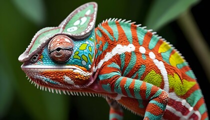 A-Chameleon-With-Its-Skin-Covered-In-Intricate-Des- 3 - obrazy, fototapety, plakaty