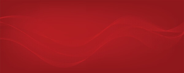 Vector abstract red background with dynamic red waves, lines and particles.	
