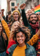 A Group of Diverse people Protesting on the Street