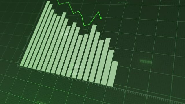 Progressive financial loss reduction animation on green grid background