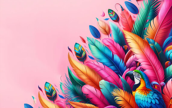 3D parrot colorful on  isolated  background, generative ai