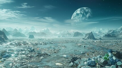 Mercury, garbage and environmental pollution, futuristic background