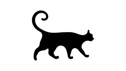 black cat emblem, black isolated silhouette