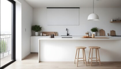 Fototapeta na wymiar Modern kitchen interior. Stainless steel appliances. The concept of a fashionable kitchen interior in a modern residential complex. 