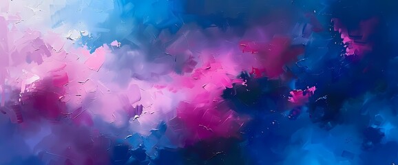 Electric fuchsia and deep cerulean burst forth, painting an abstract dreamscape of vibrant intensity. - obrazy, fototapety, plakaty