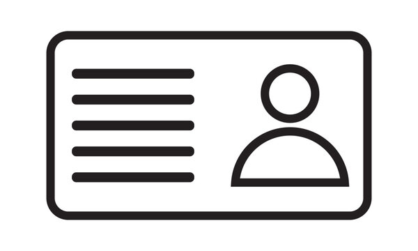 Id card icon. Driver's license identification icon. Vector illustration. Editable stroke. EPS 10