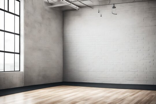 An HD image capturing an empty solid wall mockup in a fitness studio, providing an ideal space for workout motivation or health-related graphics.