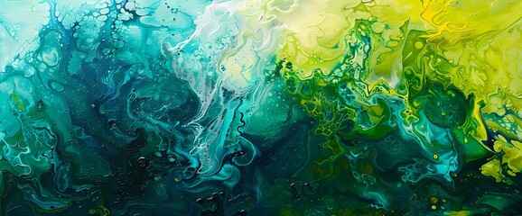 Electric lime and oceanic teal create a dynamic abstract display, capturing the essence of vibrant energy.