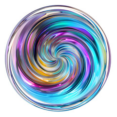 2D asset element of a magical mirror with swirling, hypnotic colors, isolated on white background