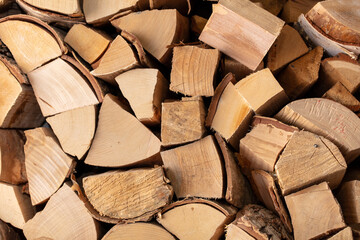 Pile of chopped firewood for use as a background image