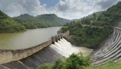 Dam overflow water view