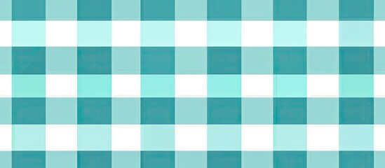 The sky blue and emerald green tartan pattern on a white background creates a timeless and classic look. The intersecting rectangles form a stylish and versatile textile design - obrazy, fototapety, plakaty