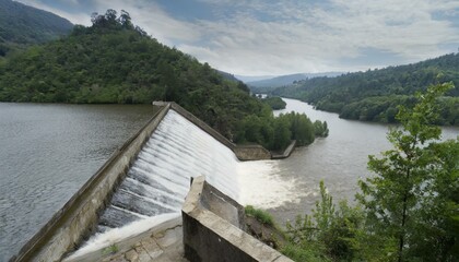 Obraz premium Dam overflow water view