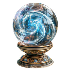 2D asset element of a spell casters crystal ball, swirling with futures unseen, isolated on white background