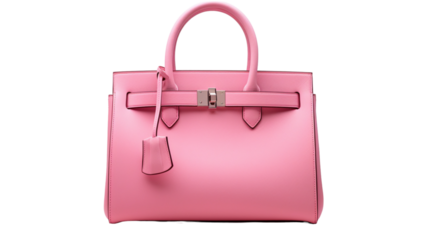A fashionable female pink luxury handbag isolated on white