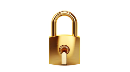 Naklejka premium An unlocked gold padlock with a key lies isolated on a white background