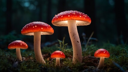 Mushroom irradiant red glowing