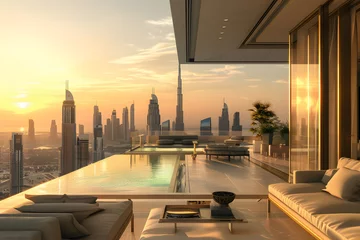 Foto op Canvas dubai skyline infinity pool appartment property for sale 2030  © Basel