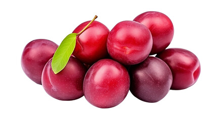 Fresh Fruits from India Red Plums known as Alubukhara or Aloobukhara in Indian Subcontinent. Heap of fruits on white background