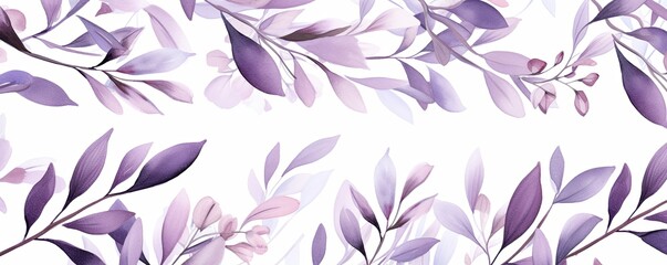 Lavender flower petals and leaves on white background seamless watercolor pattern spring floral backdrop 